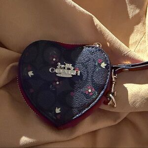Coach Heart-Shaped Coin Purse - Navy and Pink